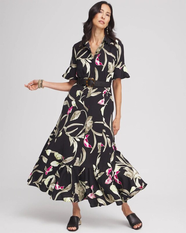 Elbow-sleeve Tiered Maxi Dress - image 2